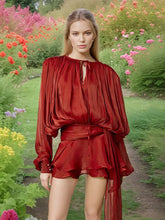 Elegant V-Neck Lace-Up  Summer Style Mini Dress